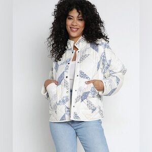 Z Supply White and Blue Quilted Jacket